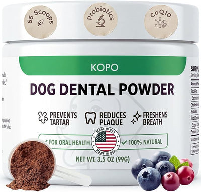 KOPO Dog Dental Powder | Dog Oral Care Supplement | Supports Fresh Breath & Gum Health | Helps Reduce Plaque & Tartar Buildup | Beef Liver Flavor | All Breeds & Sizes