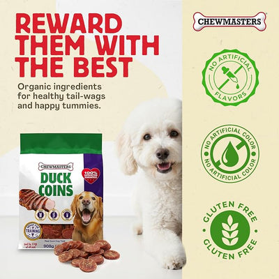 Chewmasters Duck Coins - Protein Packed Duck Dog Treats, Low Fat Training Rewards with Real Duck, No Corn Soy Wheat, Simple Recipe Dog Duck Treats for All Breeds - 32 oz