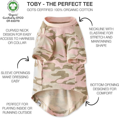 Pet Passion Toby 3-Pack 100% Organic Cotton Dog Short Sleeve T-Shirt Pet Tees for All Breeds, Pink Camo, Medium (20-45 lbs)