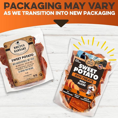 BRUTUS & BARNABY Sweet Potato Dog Treats - Dehydrated Half Slices for Dogs 8 oz - Single Ingredient, Grain Free, Natural Dog Chews, Made in USA