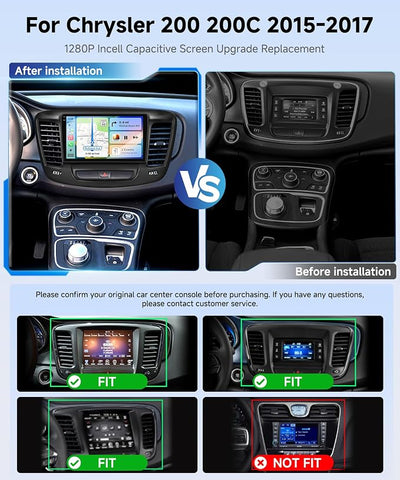 4 Core 4G+128G Android Car Stereo for Chrysler 200 200C 2015 2016 2017 with 9 inch 1280*720 Incell Touchscreen DSP/Wireless Carplay/Android Auto, Sellrich Radio Bluetooth 5.0 FM/RDS/EQ SWC Backup Cam
