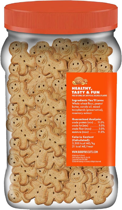 Buddy Biscuits Crunchy Medium Dog Treats, Peanut Butter, 20 oz. Jar (Pack of 2)