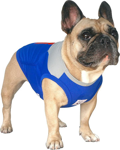 iChoue French Bulldog Summer Cooling Shirt for Dogs UV Sun Protection Vest Sleeveless Stretchy Tank Top English Pug Grey Blue - Large