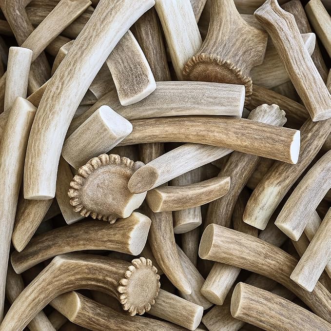 WhiteTail Naturals 1 Pound Bulk Antlers - Budget Friendly Sun Aged Deer Antler Dog Chews - Natural Chew Bones - Split and Whole Mix for Large & Medium Dogs - 4 to 5 Count