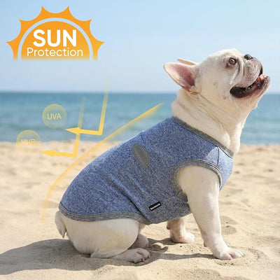 3 Pack Lightweight Sun Protection Dog Shirt Breathable Sleeveless Dog T Shirts Extra Soft Top Tank Dog Clothes for Outdoor Activities (Navy Blue + Light Blue + Sky Blue, XXX-Large)