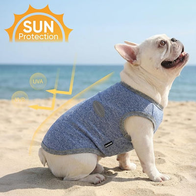 3 Pack Lightweight Sun Protection Dog Shirt Breathable Sleeveless Dog T Shirts Extra Soft Top Tank Dog Clothes for Outdoor Activities (Navy Blue + Light Blue + Sky Blue, XX-Large)