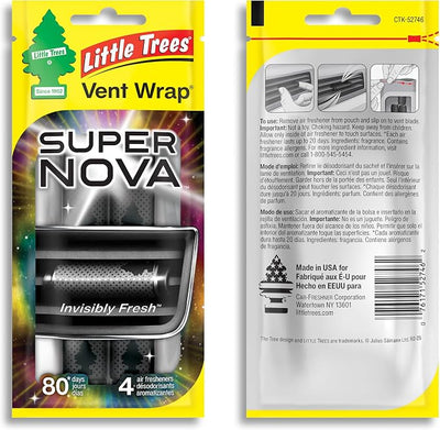 LITTLE TREES Car Air Freshener | Vent Wrap Provides Long Lasting Scent, Invisibly Fresh | 16 Air Fresheners | Supernova