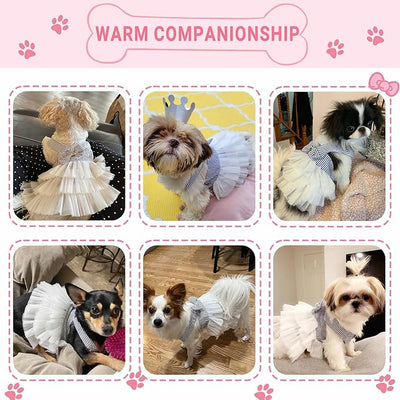 Dog Dresses, Fashion Pet Dog Clothes, Striped Mesh Puppy Dogs Princess Dresses (Blue, Small)