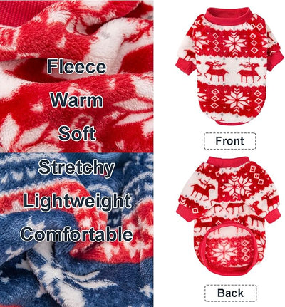 Dog Sweater, 2 Pack Dog Sweaters for Small Dogs, Dog Clothes for Small Dogs Girl Boy, Ultra Soft and Warm Puppy Sweater Dog Coat for Winter Christmas (Xmas Red+Xmas Blue, XX-Large)
