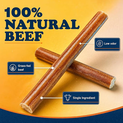 Bow Wow Labs SafeFit™ Bully Sticks for Dogs - 100% All Natural Beef Sticks, Grass-Fed, Low Odor, Long Lasting Dog Chews, Dog Chew Treats, Bully Stick for Small, Medium, Large Dogs - 6" Midsize 10 Pack