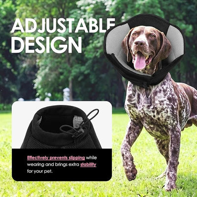 AOFITEE Large Dog Cone - Adjustable Dog Cone to Stop Licking, Foldable Extra Large Cones Dogs for Wound Healing, Pet Elizabethan Cones Collar After Surgery, XL Fabric Pet Neck Collar, Black X-Large
