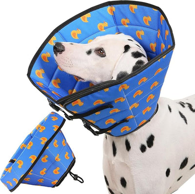 Avont Dog Cone Alternative, Adjustable Soft Comfy Foldable E Cones for Medium Large Dogs After Surgery, Escape-Proof Elizabethan Collar for Surgical Wound Recovery Stop Licking -Duck(XL)