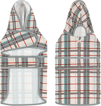 Dog Raincoat for Small Dogs Puppies Waterproof Jacket Hooded Rain Coats with Reflective Strips Leash Hole & Poncho Adjustable Fit (Plaid,XS)