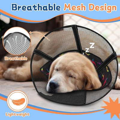 Dog Cone Collar to Stop Licking, Soft Mesh Recovery Collar After Surgery with Liner, Elizabeth Cone Alternative for Medium and Large Dogs, for Surgery, Spay, Neuter, Wound Care,M,Colorful