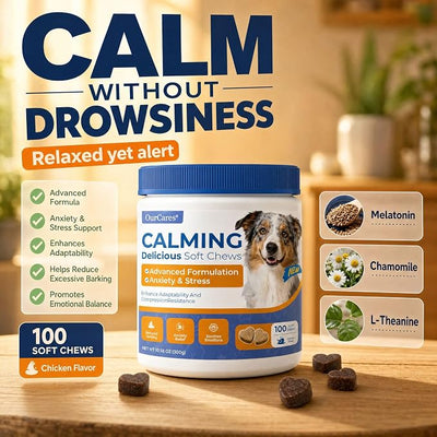 Calming Chews for Dogs — Melatonin Dog Calming Treats Trial Pack — Anxiety, Sleep Aid & Thunderstorm Relief — Non-Drowsy Natural Soft Chews, Chicken Flavor, 15 Count