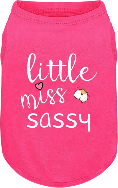 Pink Cotton Dog Shirt with 'Little Miss Sassy' Corgi Butt Print, Soft & Breathable Pet Apparel for Small to Large Dogs, All-Season Sleeveless Vest, Cute and Comfortable Dog Outfit.XL