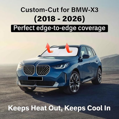 EcoNour Windshield Sunshade Compatible for BMW X3 2018-2024, 2025, 2026 Including sDrive30i, xDrive30i, M40i, and Hybrid Trims, Sun Visor for Front Window Sun Shade Cover, Car Accessories