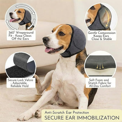 No-Shake Ear Wraps for Dogs: Breathable Bonnet to Stop Shaking & Aid Aural Hematoma Recovery - Post-Surgery Bleeding Protection for Beagle Cocker Spaniel & Border Collie Medium Breed