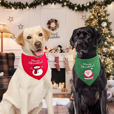Christmas Dog Bandanas XLarge 2PCS, for Dog, Triangle Reversible Holiday Bandana for Boy Girl, Bibs Accessories for Large and Extra Large Dogs