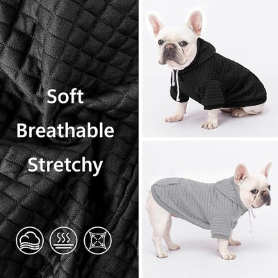 1 Pack Dog Hoodie Sweaters for Small Medium Dogs Warm Dog Clothes for Large Dogs Soft Waffle-Like Laminated Sweatshirt Bulldog