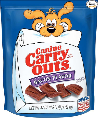 Canine Carry Outs Bacon Flavor Dog Treats, 47 Ounce Bag (Pack of 4)