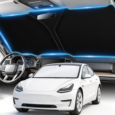 SINGARO Car Windshield Sun Shade, Foldable Reflective Sun Shade for Car Windshield, Compatible with Tesla Model Y Model 3 2016~2025