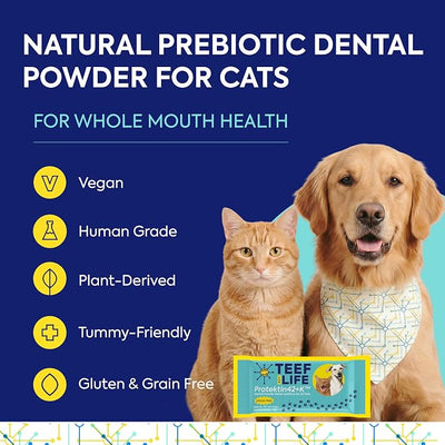 TEEF for Life Protektin42K Prebiotic Pet Dental Powder Refill - 3 Packets | 90 Servings, 3-Ingredient Tasteless Natural Water Additive for Dogs & Cats, For Teeth Cleaning, Bad Breath, Tartar & Plaque