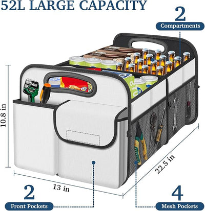 Femuar Car Trunk Organizer, Car Storage Organizer with Large Capacity Waterproof Collapsible Trunk Organizer for Car Suv/Jeep/Sedan (Beige, Standard)