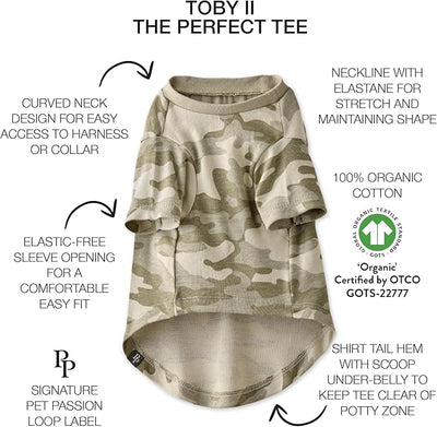 Pet Passion Toby II - The Perfect Tee, 3 Pack Short Sleeve Pet T-Shirt 100% Organic Cotton Tees Clothes for Small, Medium, Large Dogs, Sage Camo, X-Large (55-80 lbs)