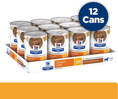 Hill's Prescription Diet c/d Multicare Urinary Care Wet Dog Food, Chicken & Vegetable Stew, 12.5 oz. Cans, 12-Pack
