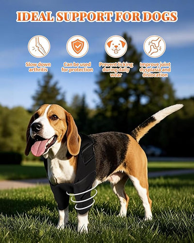 Petanims Dog Front Leg Brace - Knee/Carpal/Wrist Support for Dogs, Adjustable Dog Elbow Brace with Shoulder Support, Reflective Dog Elbow Protector for Pain Relief & Better Recovery, Large