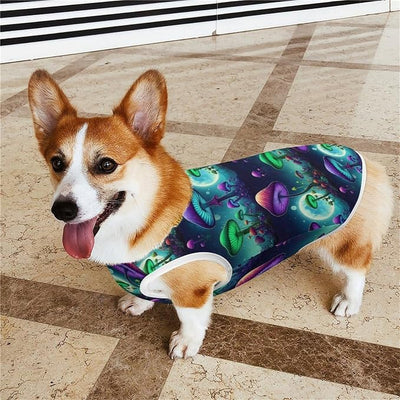Summer Spring Cool Pet Vest for Dogs, Breathable Lightweight Sleeveless Puppy Shirt Trippy Mushroom World, Ideal for Outdoor Walking, Small