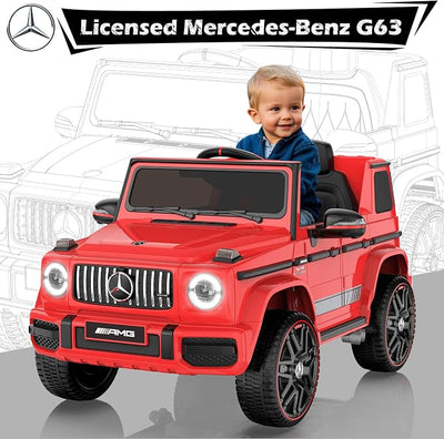 ANPABO Licensed Mercedes-Benz G63 Car for Kids, 12V 7AH Ride on Car w/Parent Remote Control, LED Headlights, Music Player & Horn, Soft Start, Low Battery Prompt, Kids Electric Car, Red