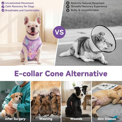 cyeollo Dog Surgery Recovery Suit, Breathable Surgical Suit for Dogs Female Male After Spayed Neuter, Anti-Lick Dog Onesie Body Suits for Wounds Protection, Soft Cone Alternative, Tie Dye XS