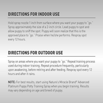 Nature's Miracle Advanced Platinum Puppy Potty Training Spray 8 Oz, Dog Training Aid
