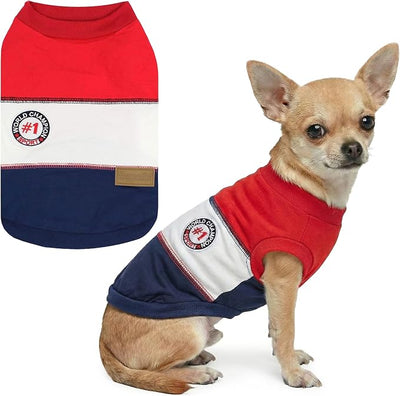 Parisian Pet World Champion Dog Tank Top - Breathable Cotton Pet Apparel - Red Puppy Clothes - Lightweight Doggie T Shirts for Dogs - Comfortable Sporty Dog Clothes - Summer Shirts for Small Dogs