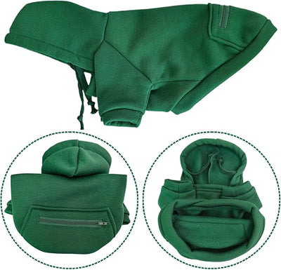 Jecikelon Dog Hoodies for Small Dogs with Zipper Pocket, Soft Fleece Puppy Clothes with Rope Hat, Warm Winter Outfits Cold Weather Coats, Cute Sweatshirt Chihuahua Costume (Green, Small)