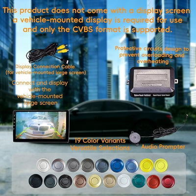 LCD Parking Sensor Kit - Displays Data on Original Screen, Easy Rear Installation, Compatible with CVBS Cameras (Not for AHD), 18 Probe Colors to Match Any Vehicle（Dark Red）
