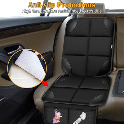 Meolsaek Car Seat Protector for Child Car Seat, Durable 600D Fabric Waterproof Car Seat Cover with Thick Pad Non-Slip Backing，No Imprints (Black 1pc)