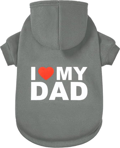 Dog Sweater Dog Hoodie Cold Weather Coat Hooded Sweatshirt for Puppies,Cats, Small Medium Large Dogs (Grey (I Love My Dad), Medium/Large)