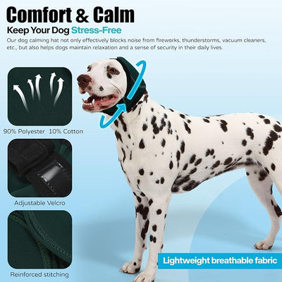 Dog Ear Muffs Wrap for Hematoma, Bathing, Drying, Swimming & Noise Anxiety Relief- Elastic Waterproof Ear Protection with Calming Hoodie Design for Grooming