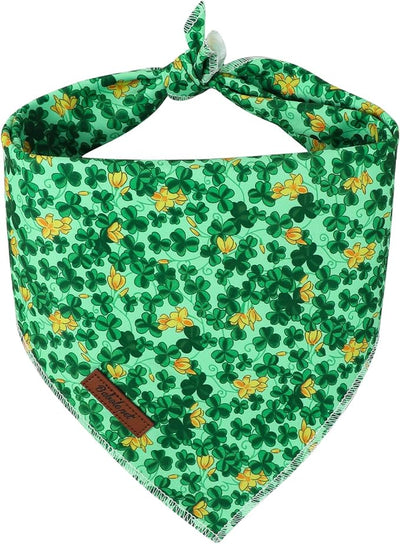 St. Patrick‘s Day Dog Bandana - Green Lucky Shamrock Dog Neck Scarf, Soft Pet Bib for Puppy Kitten, Holiday Photo Dogs Cats Prop for Daily Use Parties & Pet Photography S