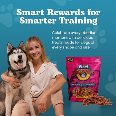 Adventure Shreds Pheasant & Bacon Dog Treats, Soft & Thin Dog Treats for Training & Rewards, Grain-Free Snacks for Pets of All Breeds and Ages - 2.5 Ounce Pouch