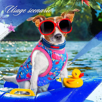 Kajaia 6 Pack Summer Flamingo Dog Shirts, Hawaiian Tropical Tank Tops Clothes Outfit for Dogs Luau Pool Summer Party Costume Cute Sleeveless Pet Apparel for Chihuahua Puppy Toy Breeds Cats(Large)