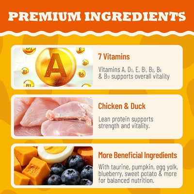 13.05 oz Cat Vitamins Treats with Taurine & Omega-3, 7-in-1 Multivitamin and Supplements - for Heart, Vision & Immune Support, Skin & Coat Health, Digestion, Safe for Kitten & Puppy