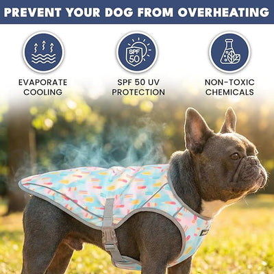Spark Paws Dog Cooling Vest - SPF 50 UV Sun Protection - Summer Heat Relief Gear for Dogs, Lightweight, Evaporative Cooling - Dog Anxiety Relief Vest During Hot Days - Popsicles - Size S