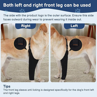 BARKLESS Dog Recovery Suit for Front Leg After Surgery, Breathable Dog Front Leg Sleeve for Male/Female to Stop Licking, Single Sleeve for Left/Right Joint Wound Cover, Cone Alternatives (Black, M)
