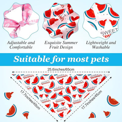 Weewooday 50 Pcs Fruit Dog Bandanas Bulk for Summer Soft Bibs Adjustable Triangle Pet Bandana for Small Medium Large Costume(Fruits Pattern, 25.6 x 17.7 x 17.7 Inch)