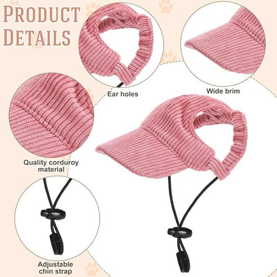 Jadive X-Small Dog Sun Hat with Ear Holes, Dog Cat Sunglasses with Anti-Slip Silicone Rope Baseball Cap Adjustable Puppy Sunbonnet Headdress Beach Visor Hat for Puppies Summer Outdoor(Pink)