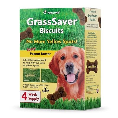 NaturVet GrassSaver|Biscuits for Dogs – Help Keep Grass Green, Rid Your Lawn of Yellow Patches Caused by Dog Urine| No More Yellow Spots| DL-Methionine Peanut Butter Flavor – 11 oz